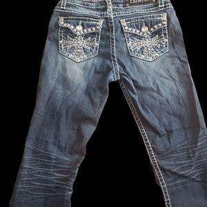 L.A. Idol Women's Boot Cut Jeans - Blue with Silver Accents